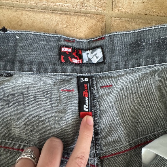 VINTAGE Y2K Raw Blue Smack Denim Jeans Mens 34 Shorts Streetwear Baggy Grunge - Picture 4 of 6